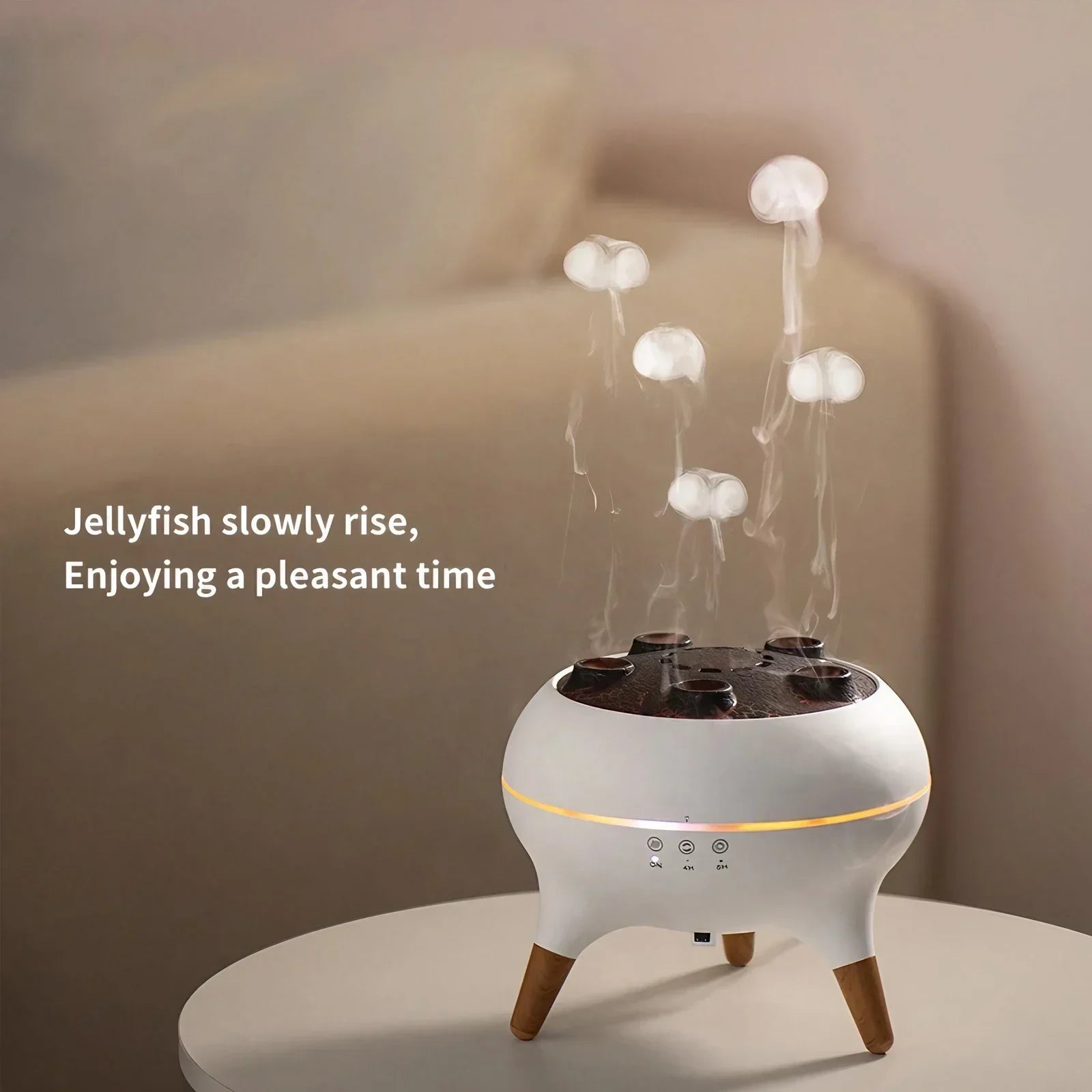 Humidificador silencioso de vapor frío con difusor de aromaterapia tipo medusa, 7 colores, apagado automático, ideal para la decoración del dormitorio y el hogar, 28 dB.