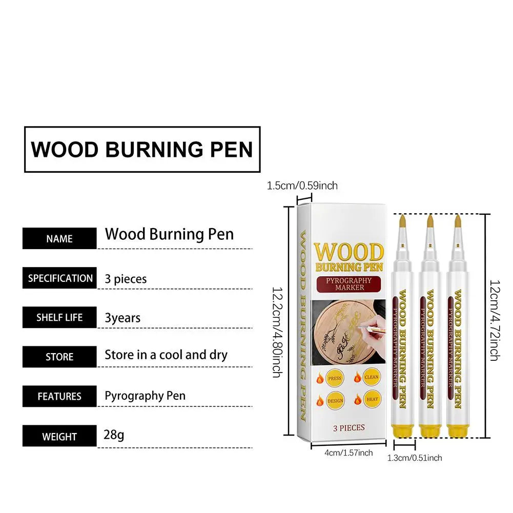 3 bolígrafos para pirograbado, marcadores químicos creativos para madera, bolígrafos de pirograbado para manualidades, marcadores de madera con punta fina para carpintería. (Copia)