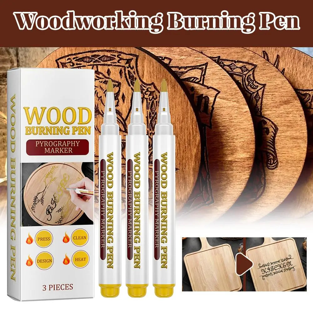 3 bolígrafos para pirograbado, marcadores químicos creativos para madera, bolígrafos de pirograbado para manualidades, marcadores de madera con punta fina para carpintería.