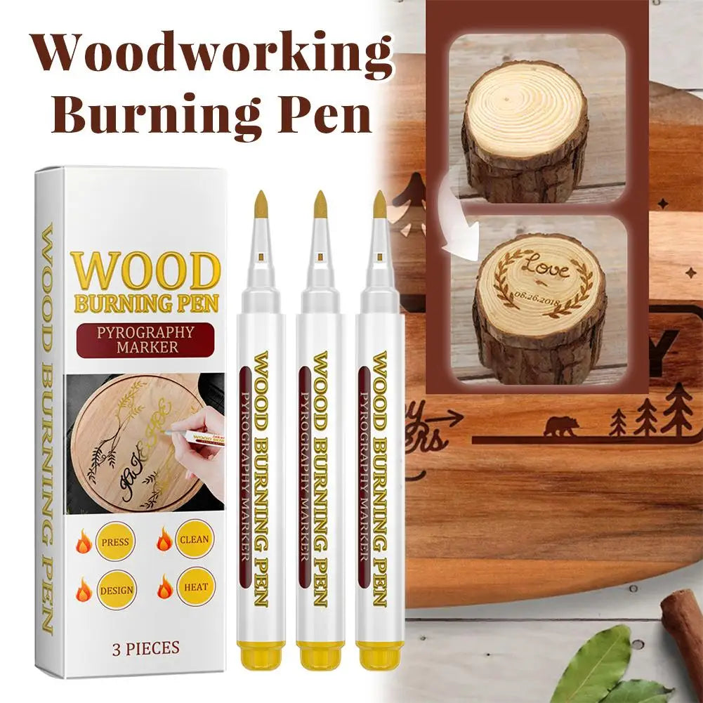 3 bolígrafos para pirograbado, marcadores químicos creativos para madera, bolígrafos de pirograbado para manualidades, marcadores de madera con punta fina para carpintería.