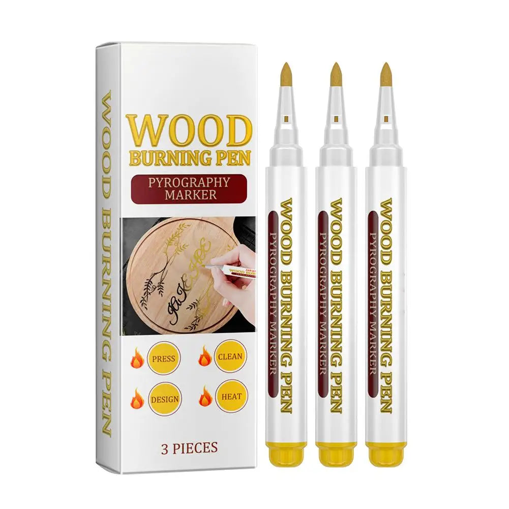 3 bolígrafos para pirograbado, marcadores químicos creativos para madera, bolígrafos de pirograbado para manualidades, marcadores de madera con punta fina para carpintería.