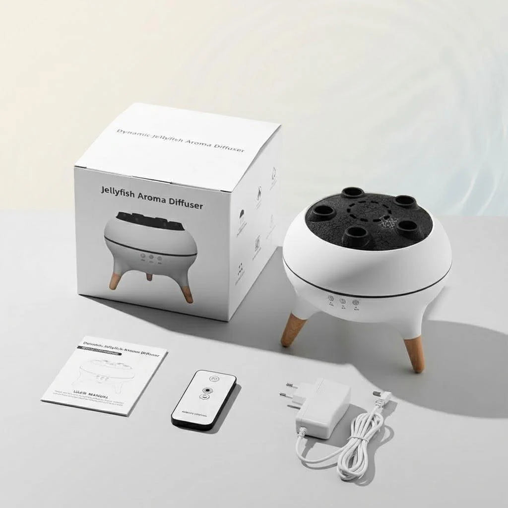 Humidificador silencioso de vapor frío con difusor de aromaterapia tipo medusa, 7 colores, apagado automático, ideal para la decoración del dormitorio y el hogar, 28 dB.