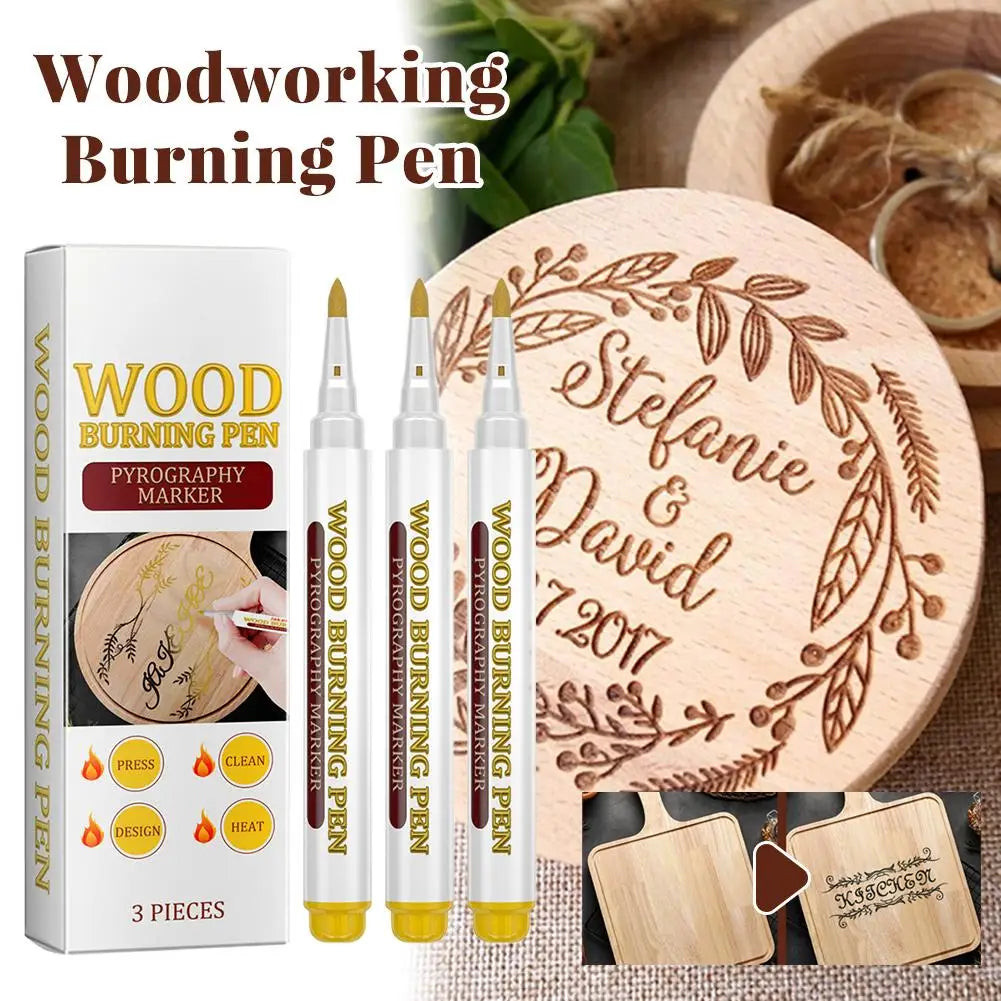 3 bolígrafos para pirograbado, marcadores químicos creativos para madera, bolígrafos de pirograbado para manualidades, marcadores de madera con punta fina para carpintería.