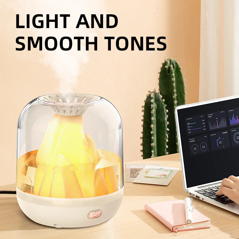 Humidificador Volcán Recargable, Suministro de Agua de Gran Capacidad, Mini Humidificador Inteligente con Rociador de Aromaterapia y Generador de Niebla Fría