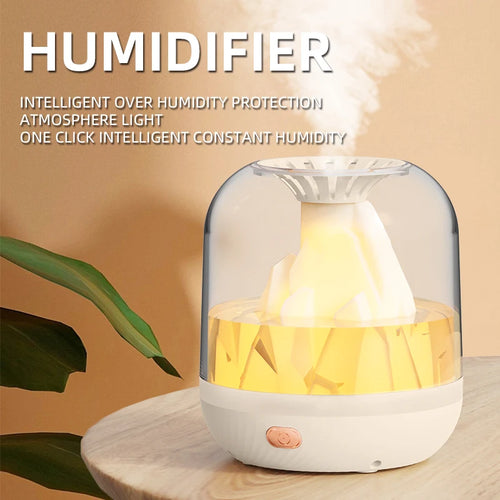 Humidificador Volcán Recargable, Suministro de Agua de Gran Capacidad, Mini Humidificador Inteligente con Rociador de Aromaterapia y Generador de Niebla Fría