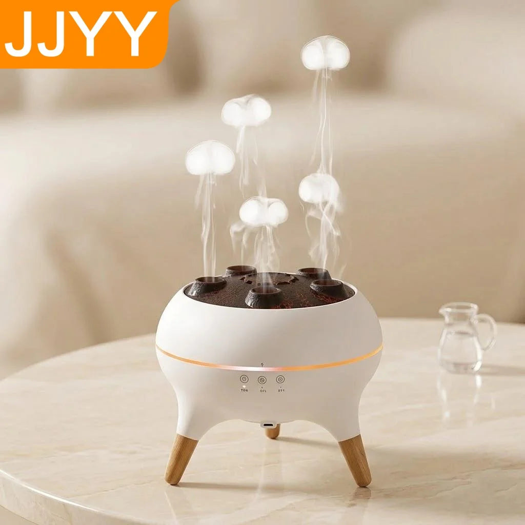 Humidificador silencioso de vapor frío con difusor de aromaterapia tipo medusa, 7 colores, apagado automático, ideal para la decoración del dormitorio y el hogar, 28 dB.