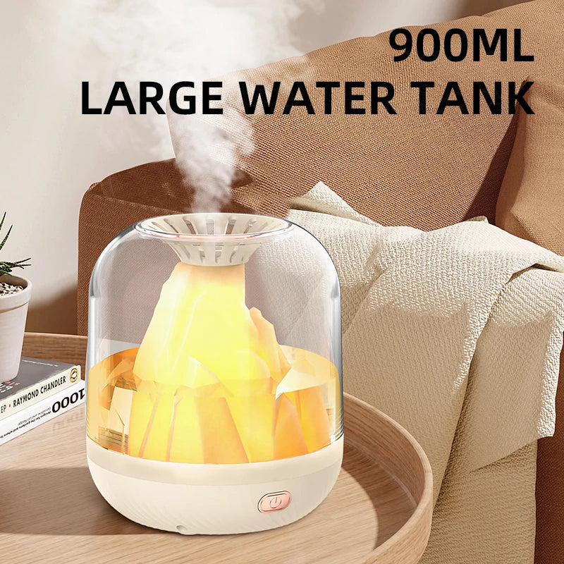 Humidificador Volcán Recargable, Suministro de Agua de Gran Capacidad, Mini Humidificador Inteligente con Rociador de Aromaterapia y Generador de Niebla Fría