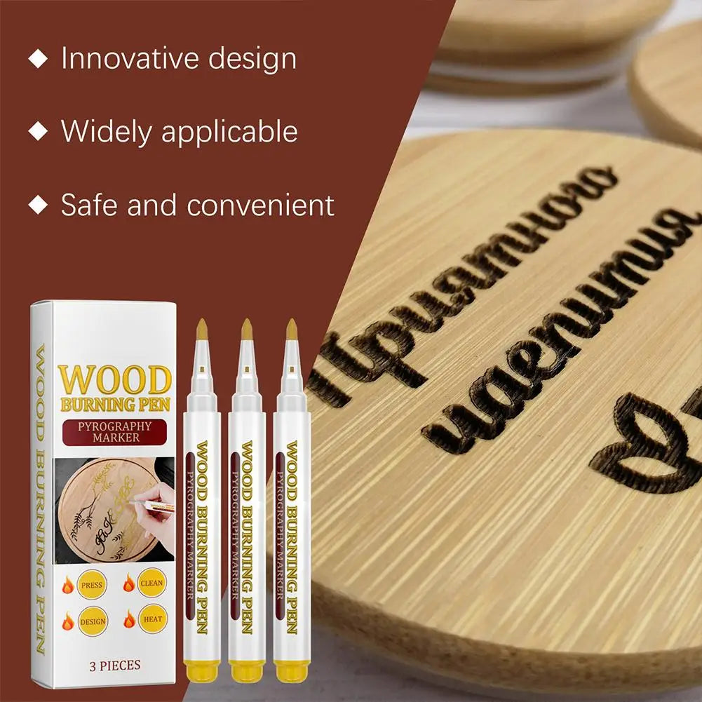 3 bolígrafos para pirograbado, marcadores químicos creativos para madera, bolígrafos de pirograbado para manualidades, marcadores de madera con punta fina para carpintería.